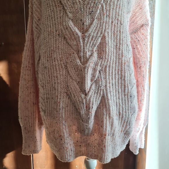 ADY P Chunky Sweater Knitted Braided Longsleeve Crewneck Light Pink Size L - Picture 8 of 14